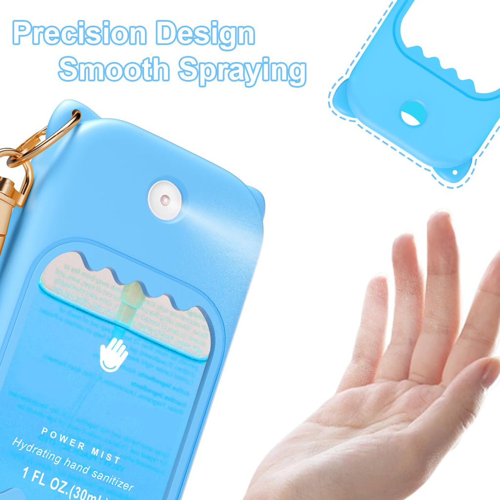 taessv Hand Sanitizer Case for Touchland – Silicone Keychain Holder for Power Mist, Gentle Mist, Glow Mist (Sky Blue)