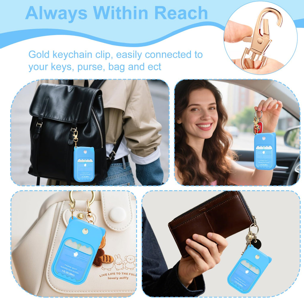 taessv Hand Sanitizer Case for Touchland – Silicone Keychain Holder for Power Mist, Gentle Mist, Glow Mist (Sky Blue)