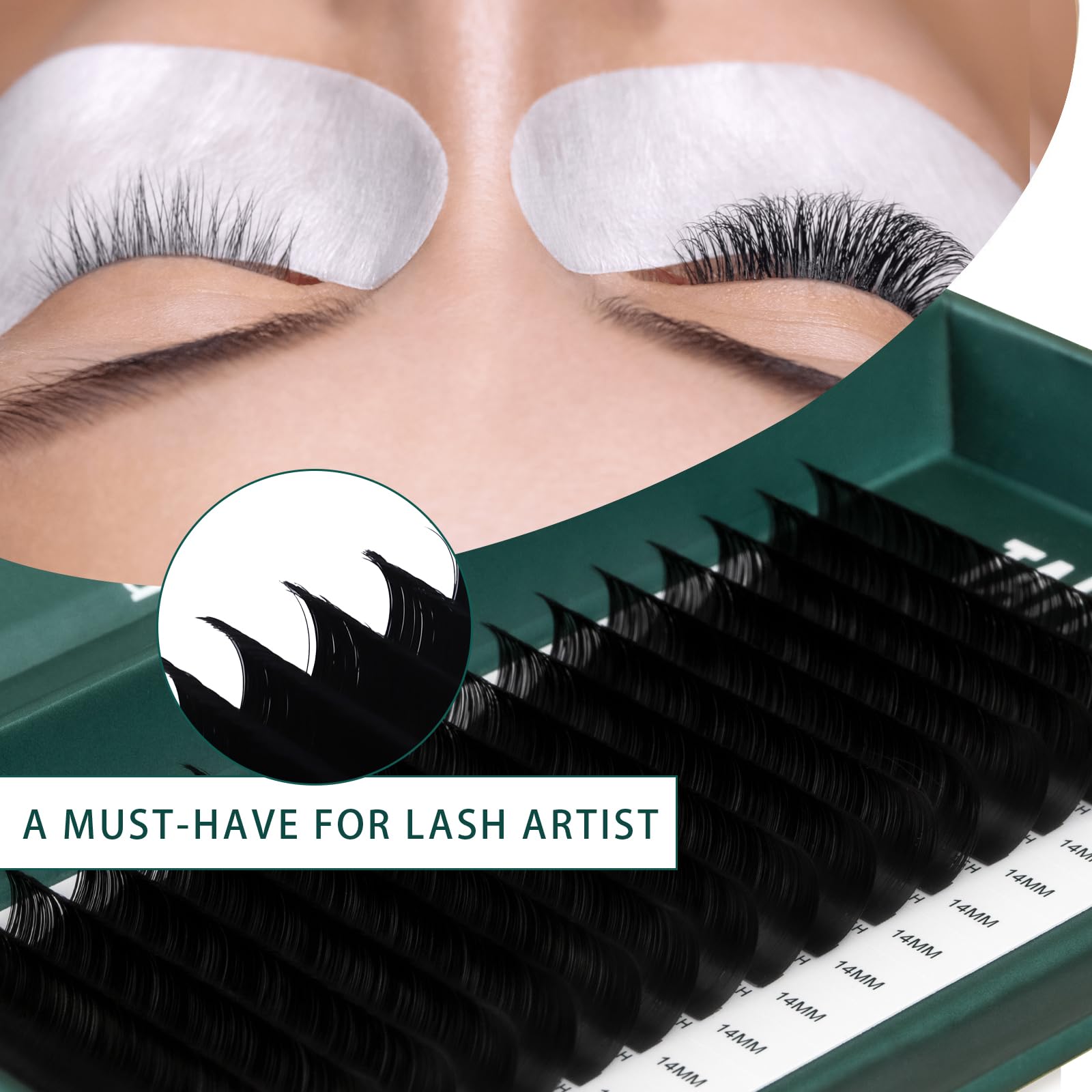 TAFFEAY Cashmere Lash Extensions – Classic & Volume, 0.03–0.15mm, C/CC/D/B/J Curl, 8–20mm, 16-Row Tray, Matte Black (0.07D13mm)