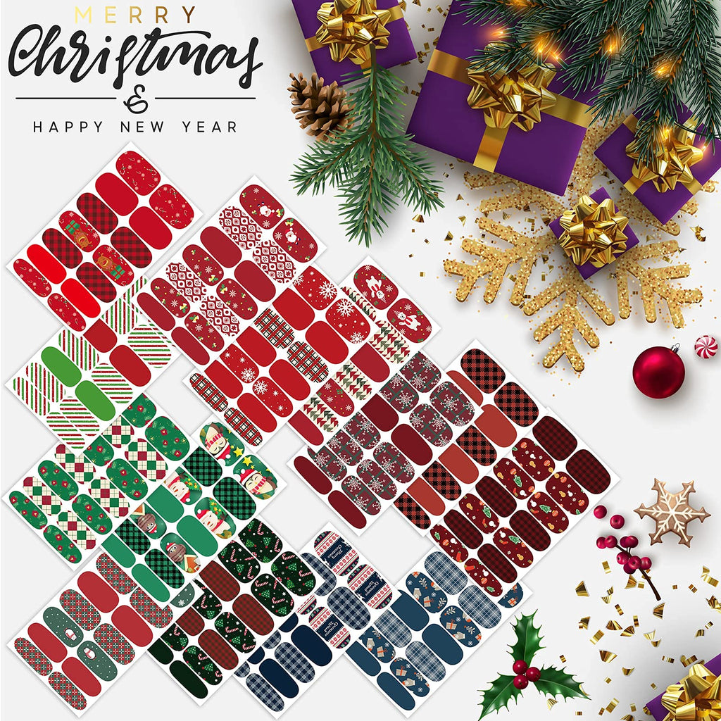 TailaiMei 14 Sheets Christmas Nail Wraps – Self-Adhesive DIY Nail Art Decals with 2 Nail Files | Gift Style