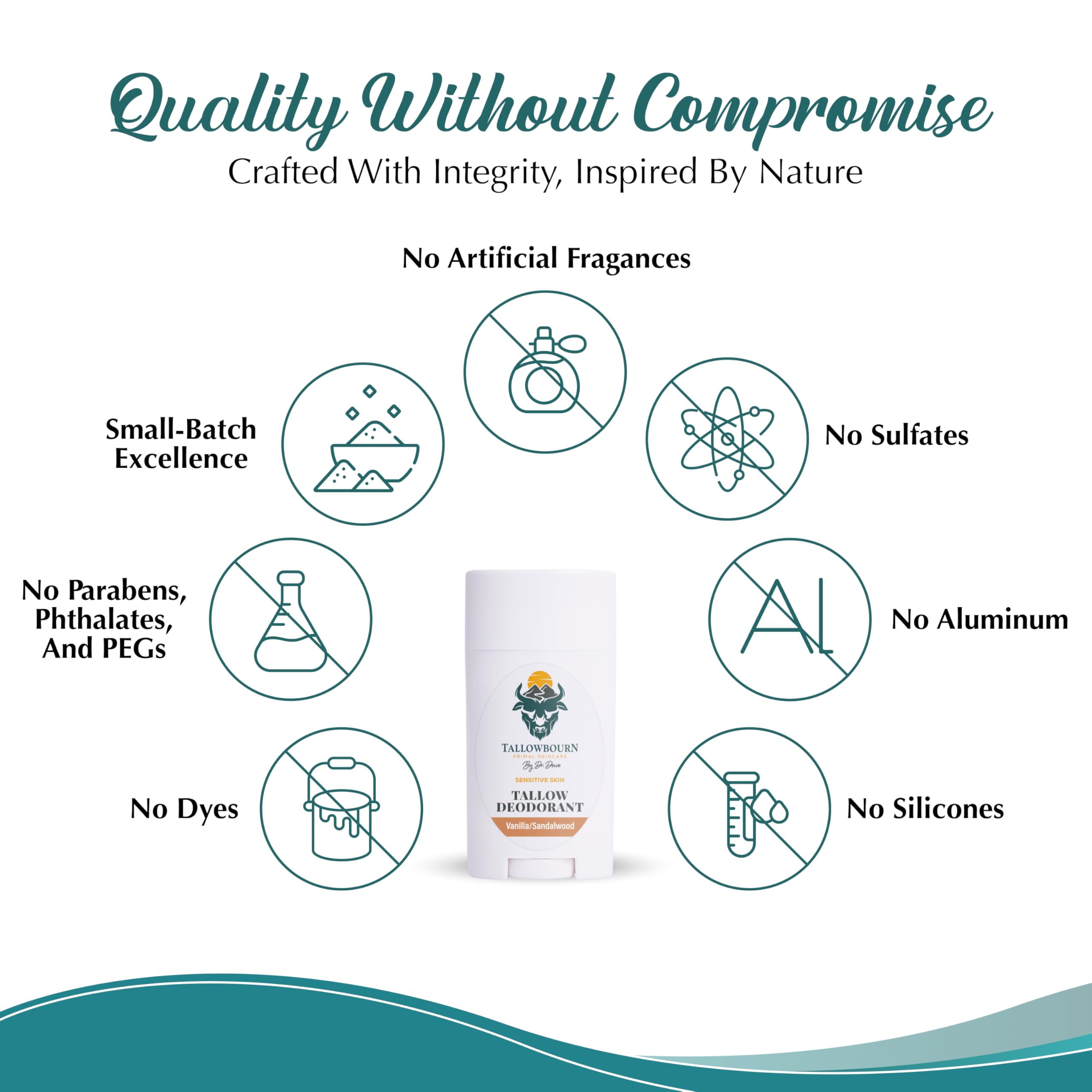 Tallowbourn Tallow Deodorant - Aluminum & Baking Soda-Free - Vanilla & Sandalwood - 3 oz