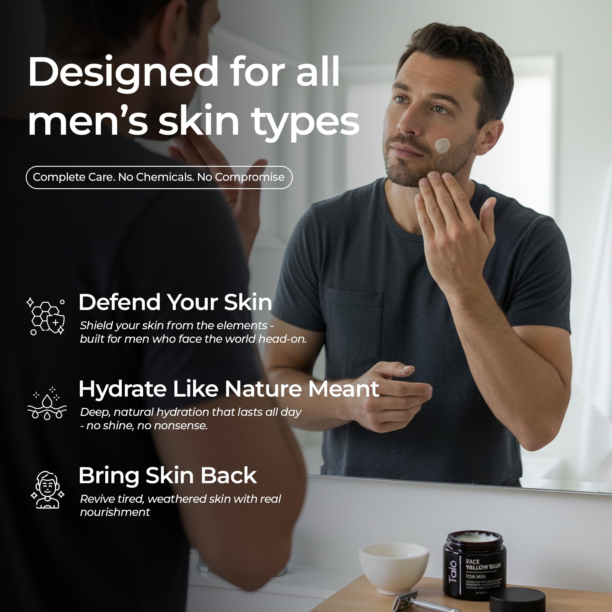 TALÖ Beef Tallow Moisturizer for Men | 100% Natural Grass-Fed Tallow, No Fillers