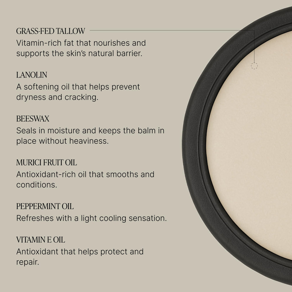 TALOVA Peppermint Grass-Fed Tallow Lip Balm – Overnight Lip Mask with Vitamins A, D, E, and K