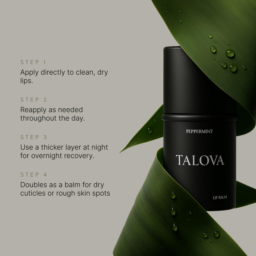 TALOVA Peppermint Grass-Fed Tallow Lip Balm – Overnight Lip Mask with Vitamins A, D, E, and K
