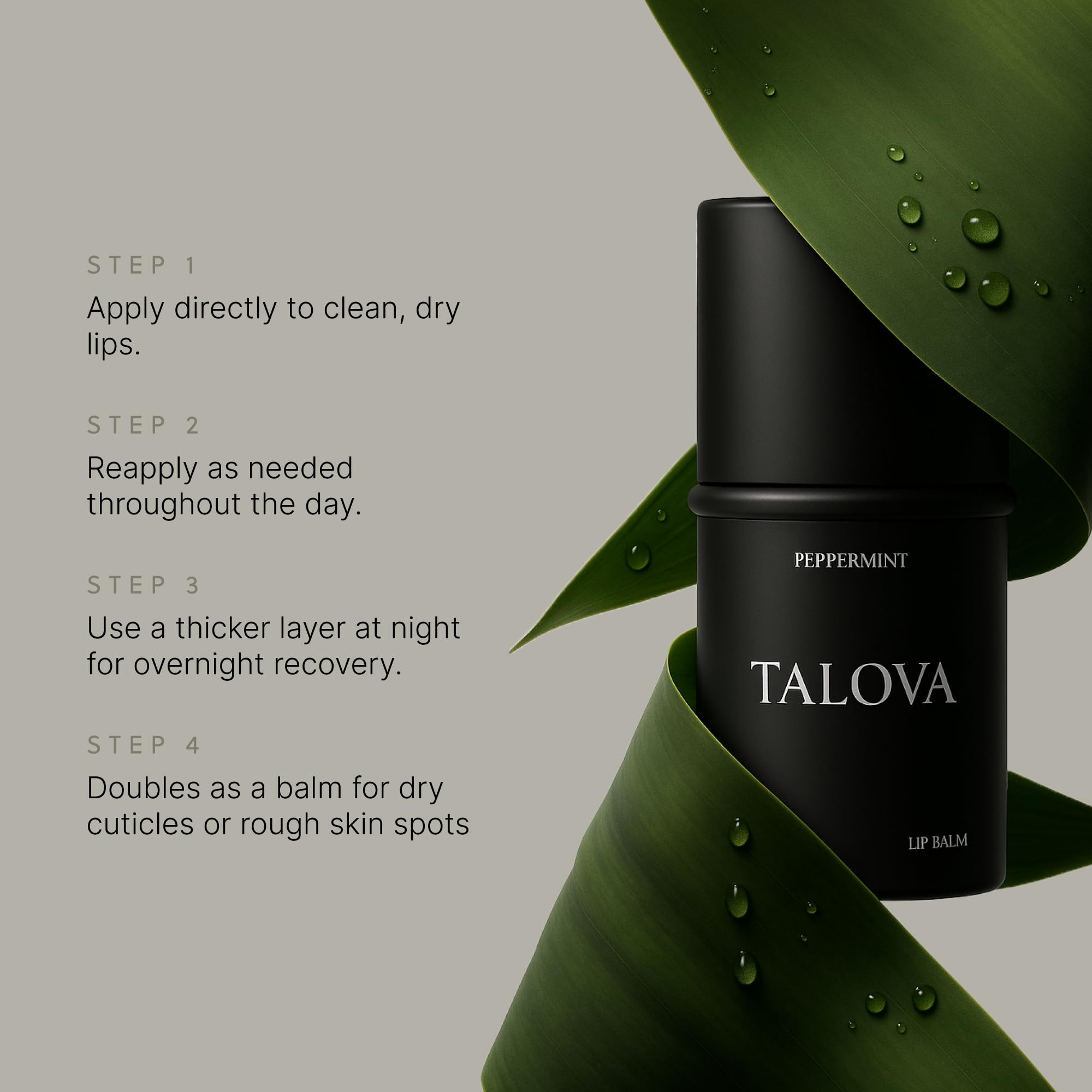 TALOVA Peppermint Grass-Fed Tallow Lip Balm – Overnight Lip Mask with Vitamins A, D, E, and K