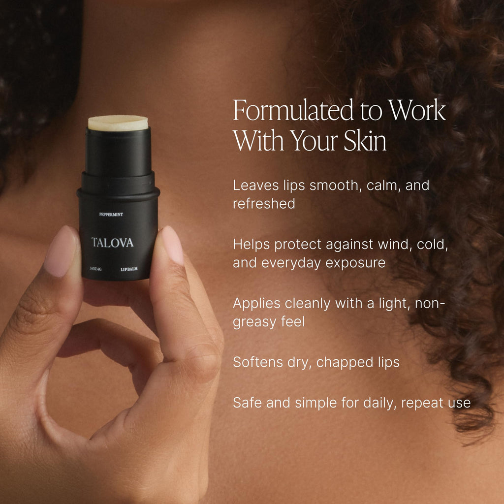 TALOVA Peppermint Grass-Fed Tallow Lip Balm – Overnight Lip Mask with Vitamins A, D, E, and K