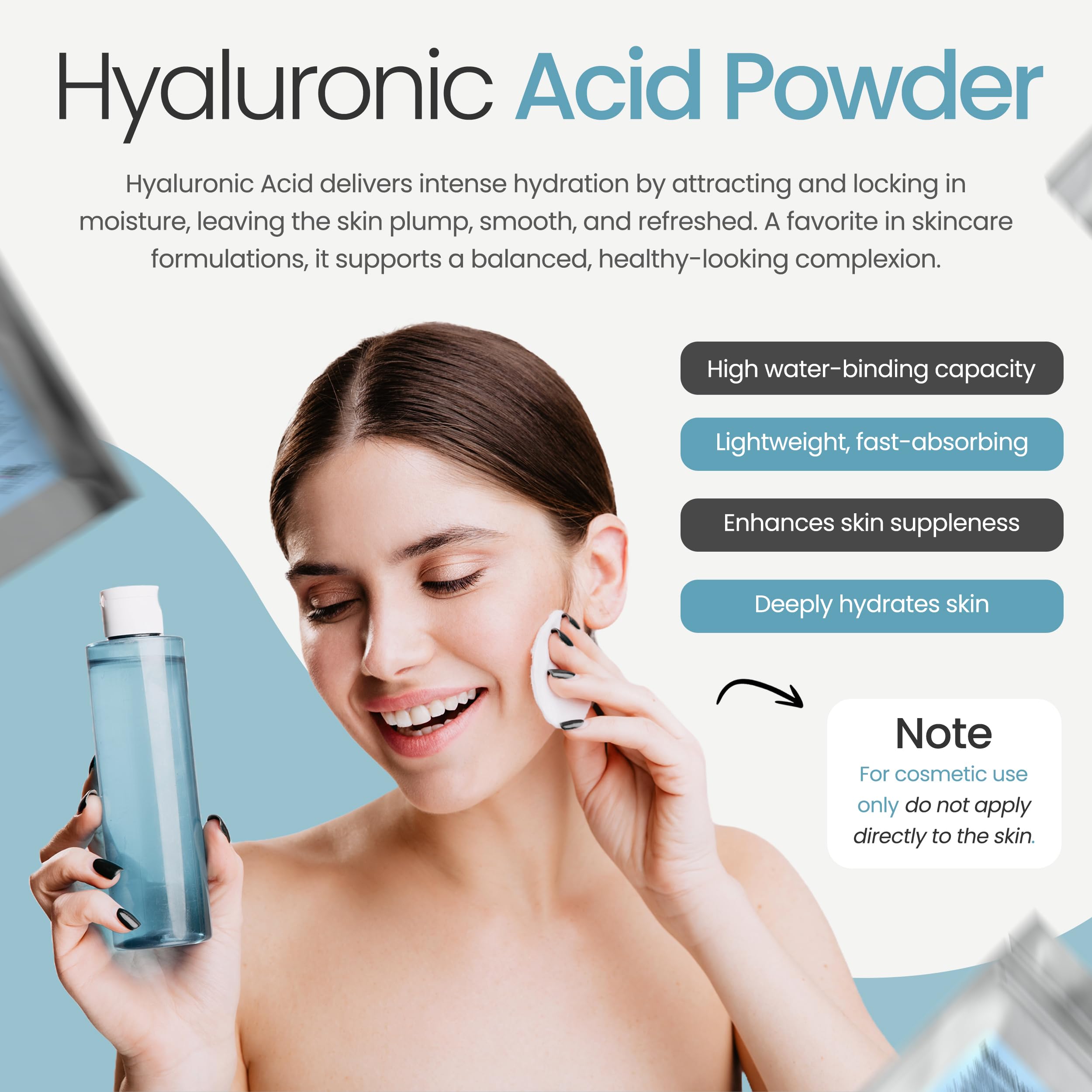 Talsen Chemicals Pure Hyaluronic Acid Powder 1800 kDa+ (2 oz / 56 g) – DIY Serums, Natural Cosmetic Grade