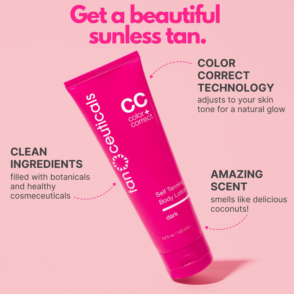 Tanceuticals Self Tanner Dark – Natural-Looking, Long-Lasting Body Tan | Fresh Coconut Scent