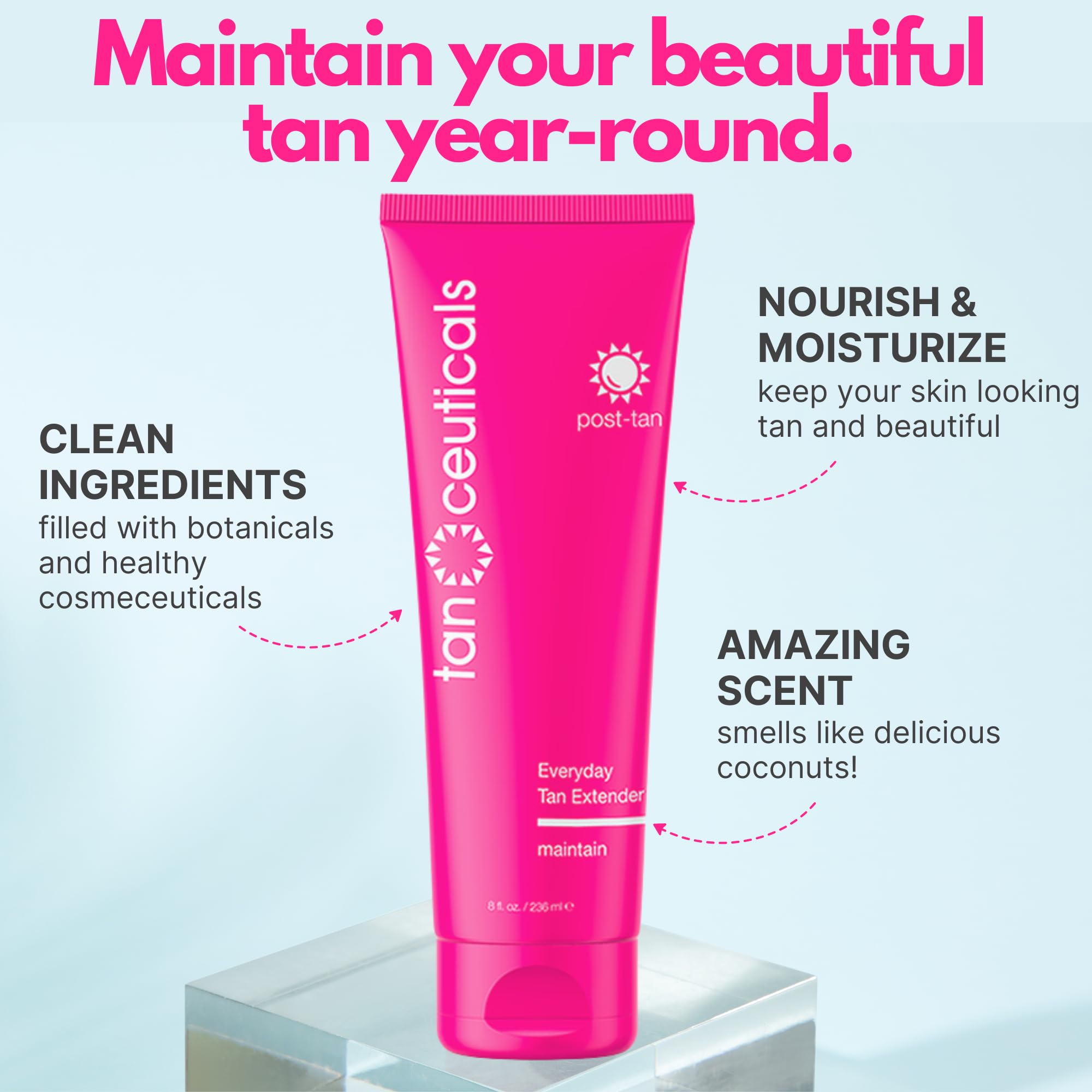 Tanceuticals Everyday Tan Extender Lotion – Nourish Skin & Maintain Even Color | Coconut Scent, 8 oz