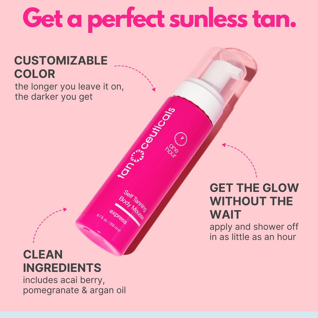 Tanceuticals Express Self Tanning Body Mousse – Fast Acting, Natural-Looking Tan, Vegan & Cruelty-Free
