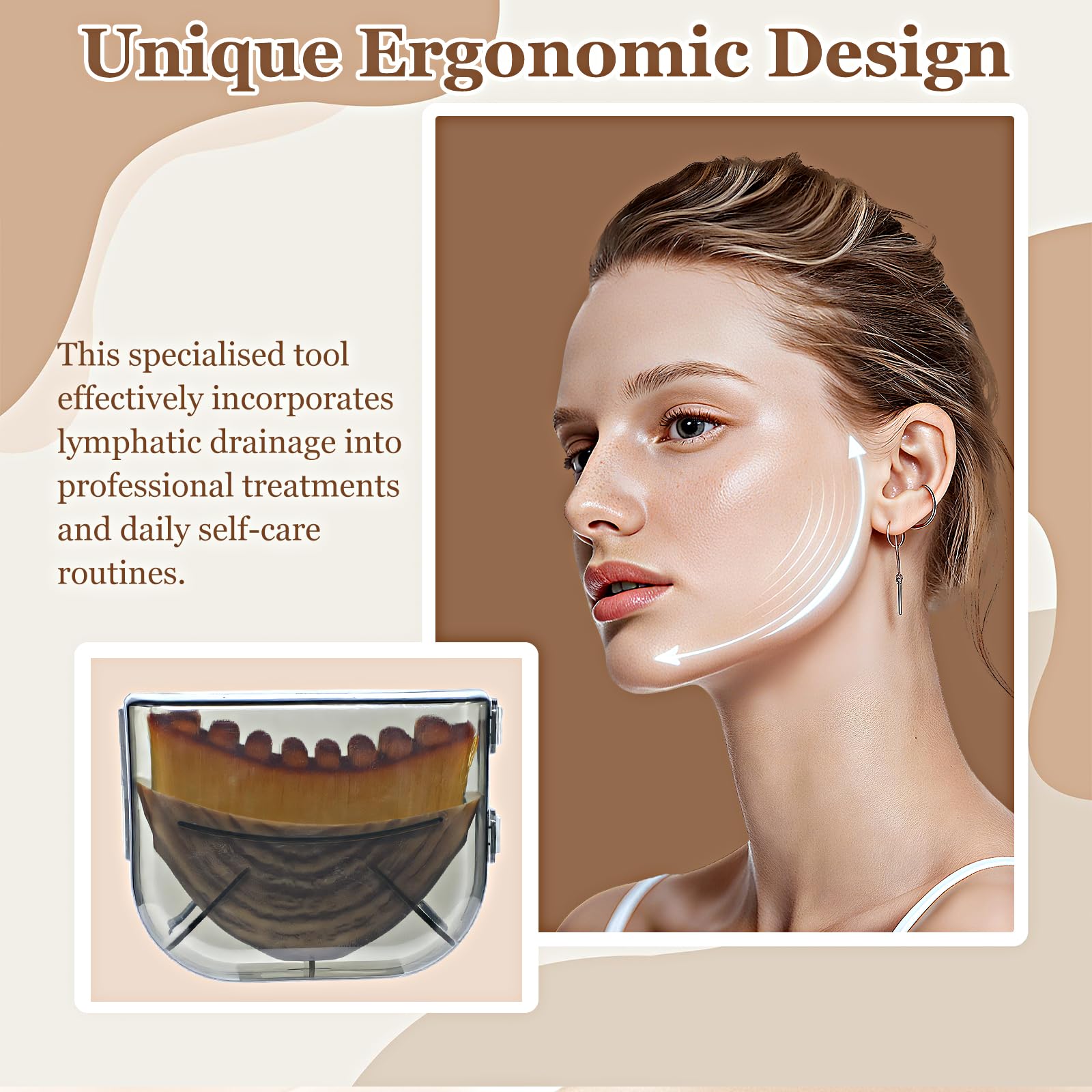 Tankitial Lymphatic Contour Face Brush – Soft Bristles for Sculpting, Detox Massage & Absorption