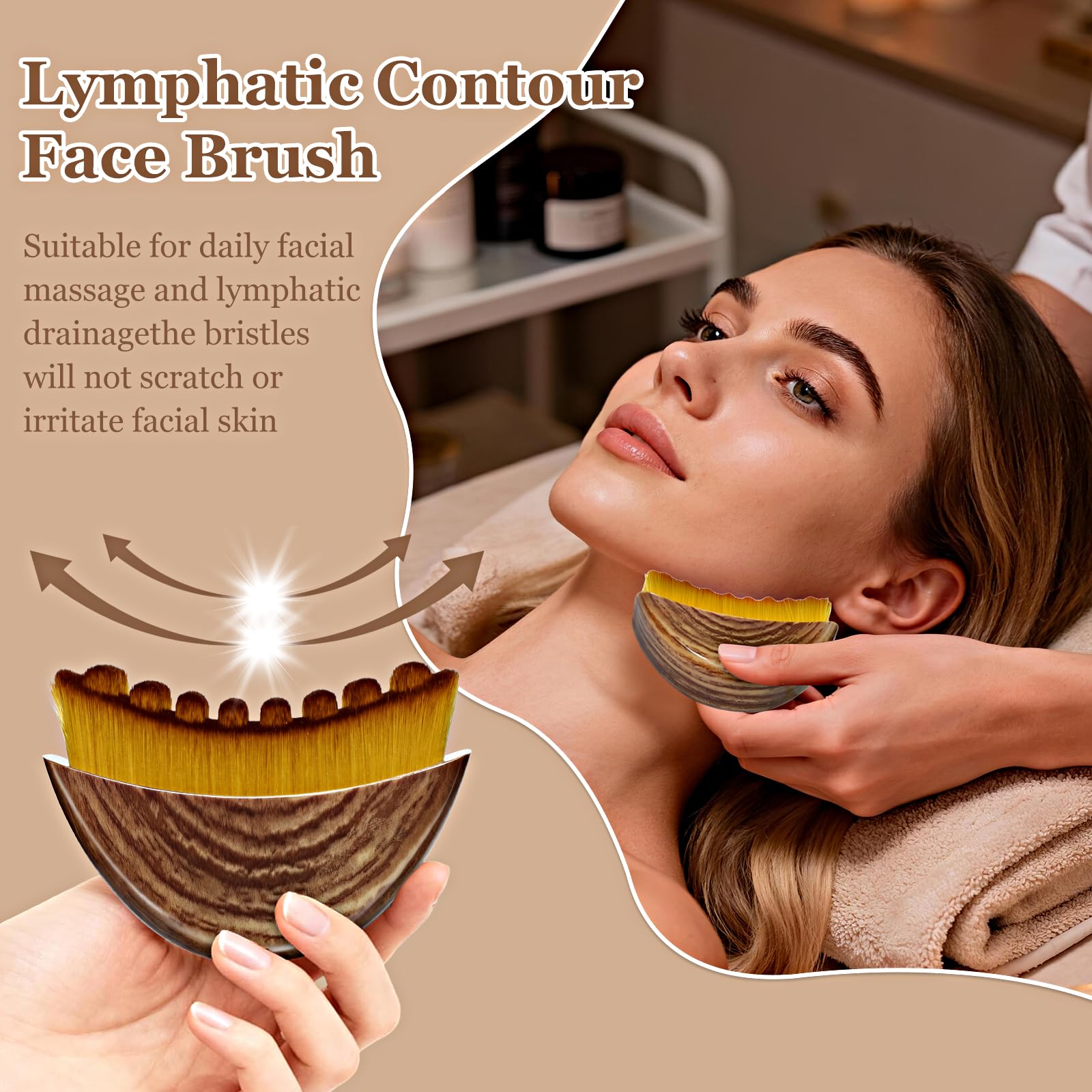 Tankitial Lymphatic Contour Face Brush – Soft Bristles for Sculpting, Detox Massage & Absorption
