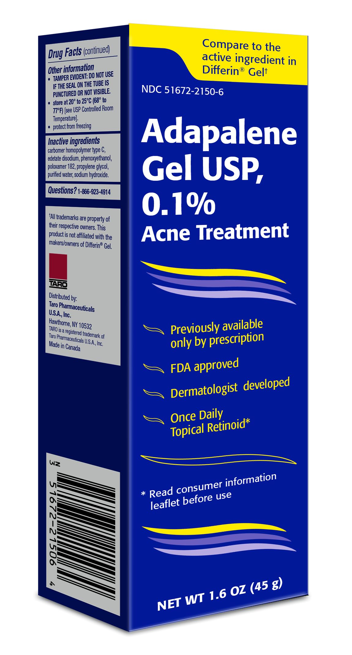 TARO Adapalene 0.1% USP Gel – Prescription-Strength for Sensitive Skin