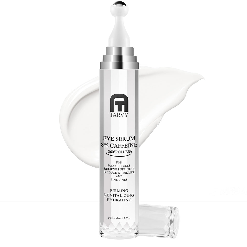Tarvy Eye Serum 8% Caffeine with 360° Massage Ball – Under Eye Care