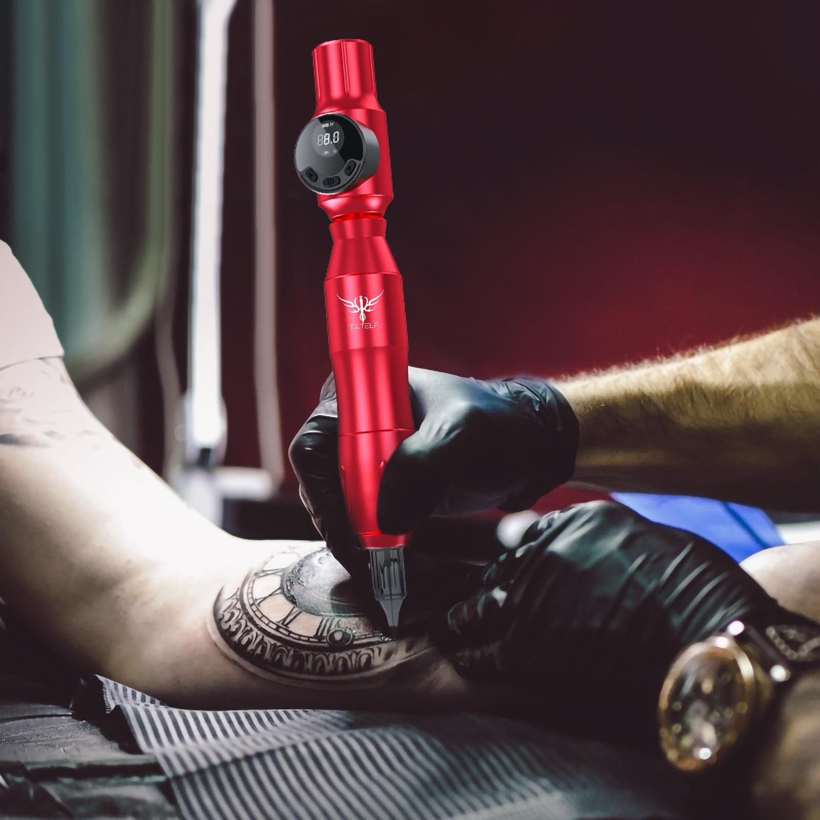 TATELF Wireless Tattoo Gun Starter Kit – Pro Complete Rotary Pen, 2000mAh Battery, 40 Cartridges, 11 Inks