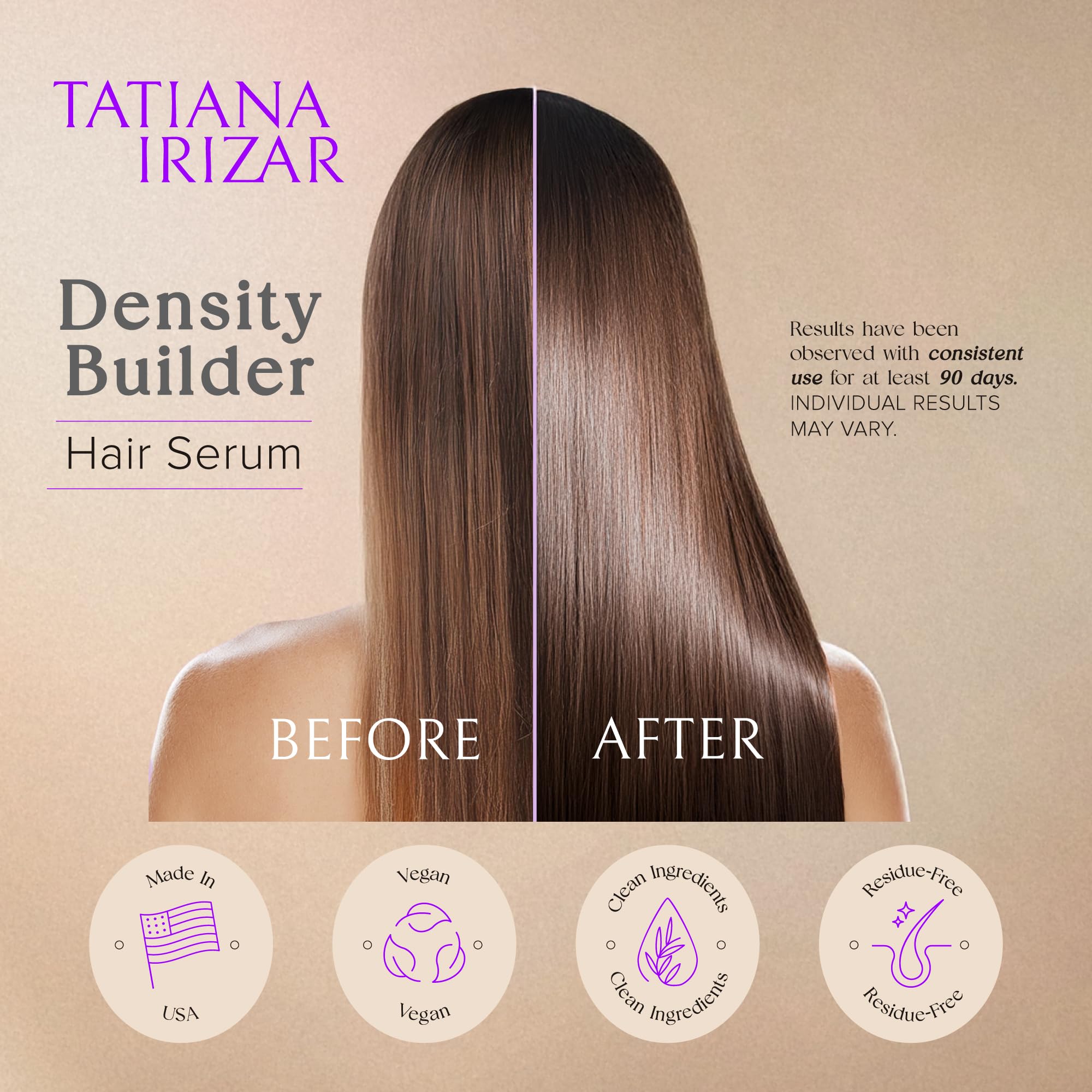 Tatiana Irizar Density Builder Hair Thickening Serum – 3 Pack, USA Made 30ml