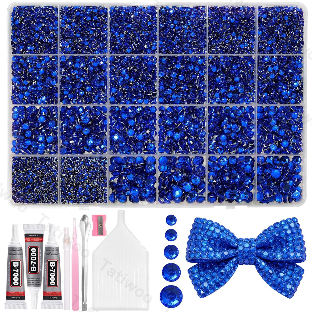Tatiwoo 20000Pcs Navy Blue Flatback Jelly Rhinestones – Mix Sizes for DIY Crafting