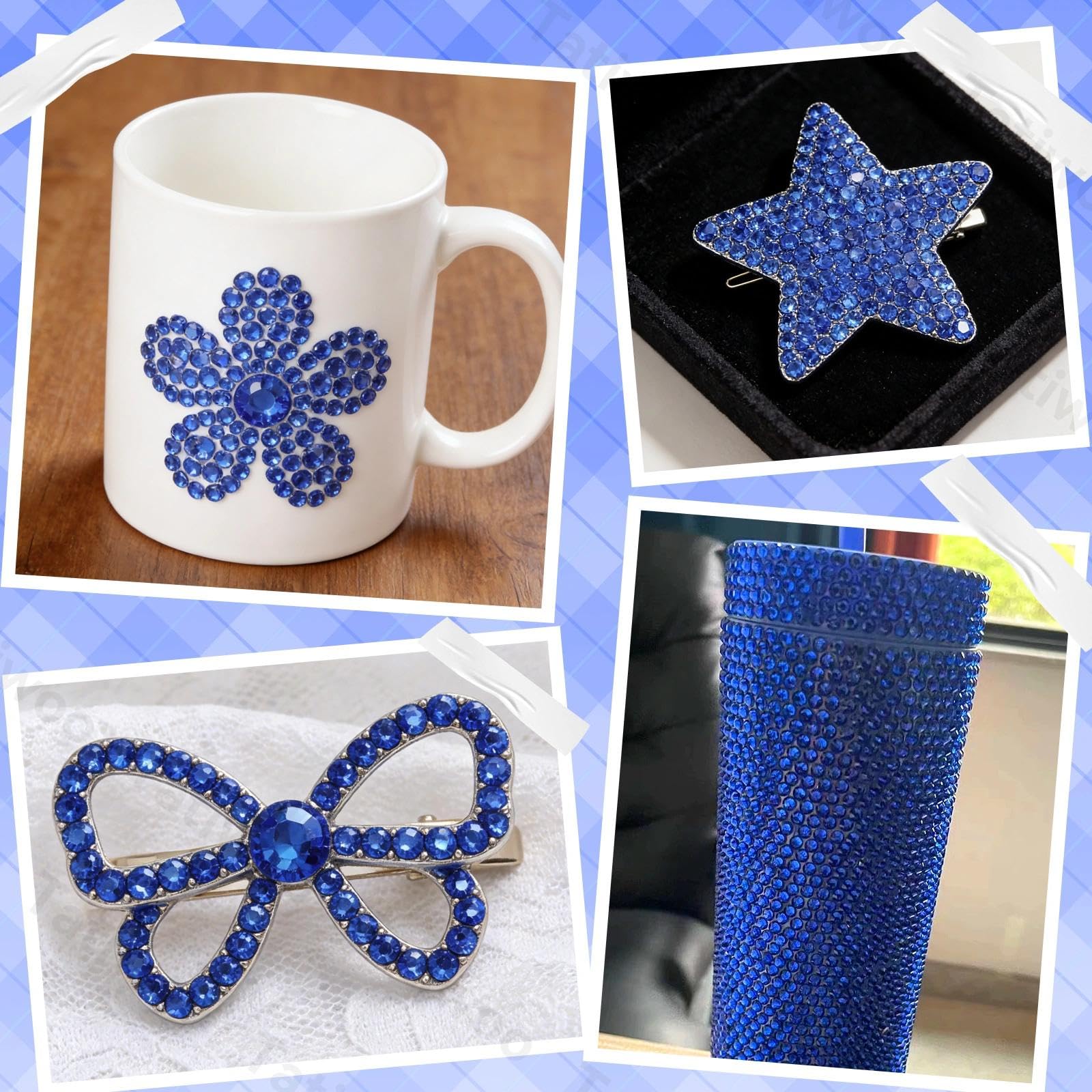 Tatiwoo 20000Pcs Navy Blue Flatback Jelly Rhinestones – Mix Sizes for DIY Crafting