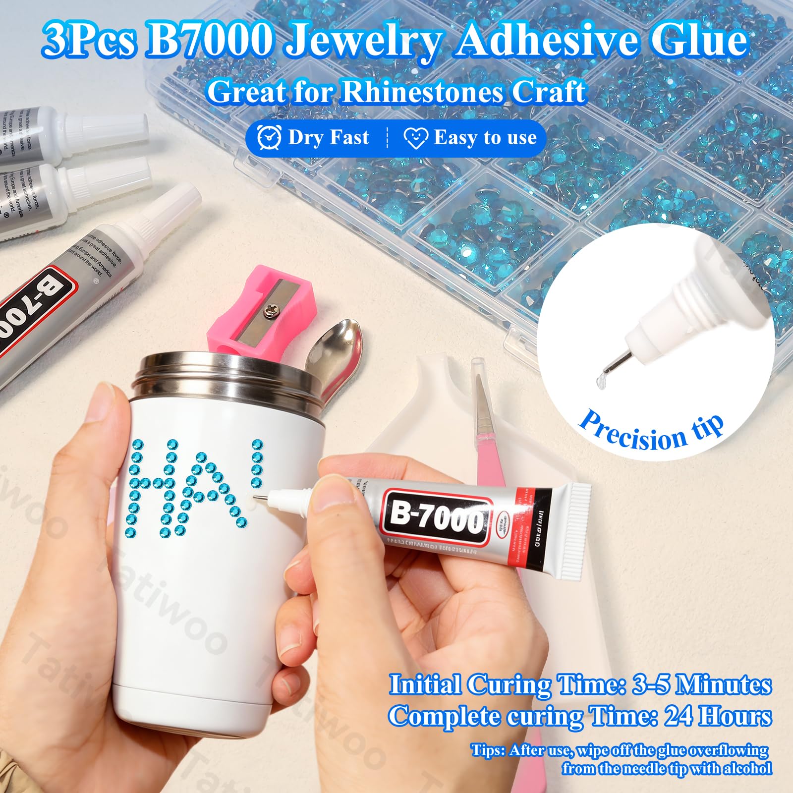 Tatiwoo 20000Pcs Peacock Blue Flatback Resin Rhinestones Kit with Tools – DIY Bedazzling
