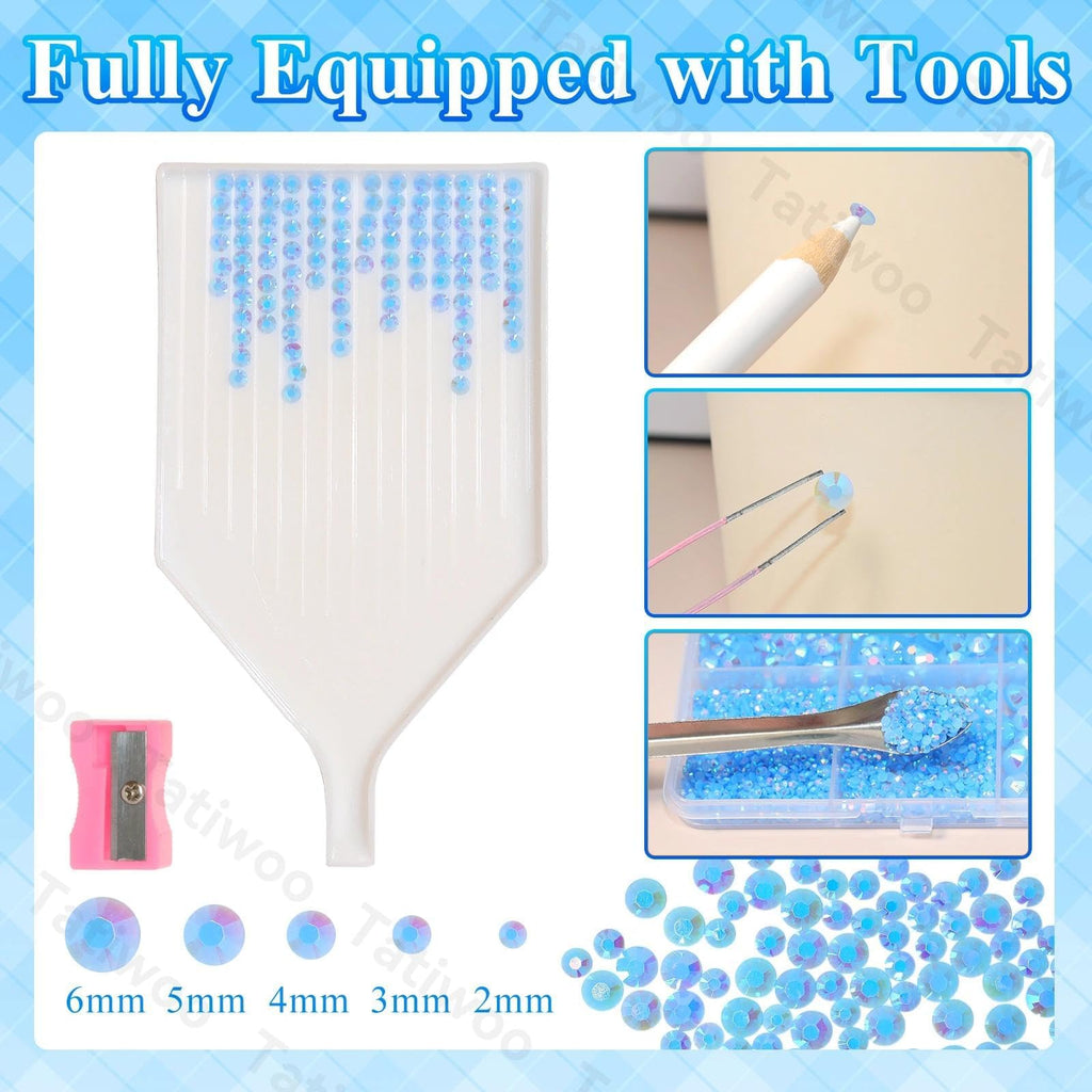 Tatiwoo 20000Pcs Blue Flatback Jelly Resin Rhinestones – Mixed Sizes for DIY Crafts