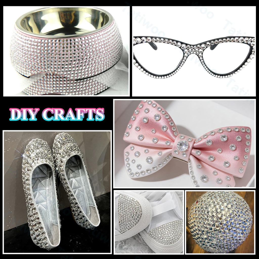 Tatiwoo 20000Pcs Silver White Crystal Flatback Rhinestones Kit – Mix Sizes for Crafting & DIY
