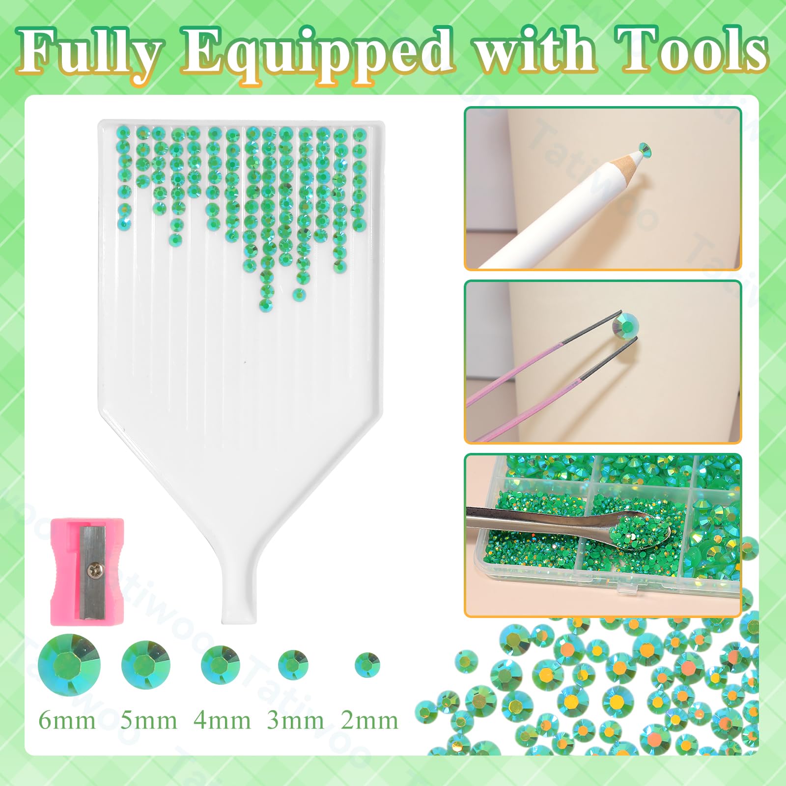 Tatiwoo 20000Pcs Dark Green Flatback Jelly Rhinestones – Mixed Sizes for Crafts, DIY, Tumblers