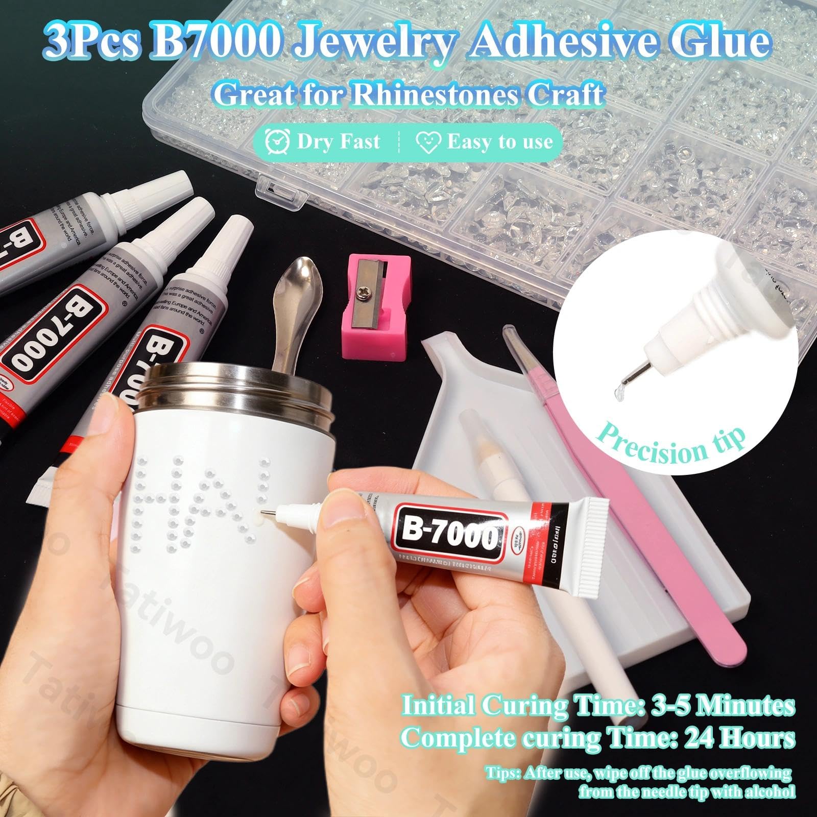 Tatiwoo 20000Pcs Clear Crystal Flatback Jelly Rhinestones – Mixed Sizes for DIY Crafts