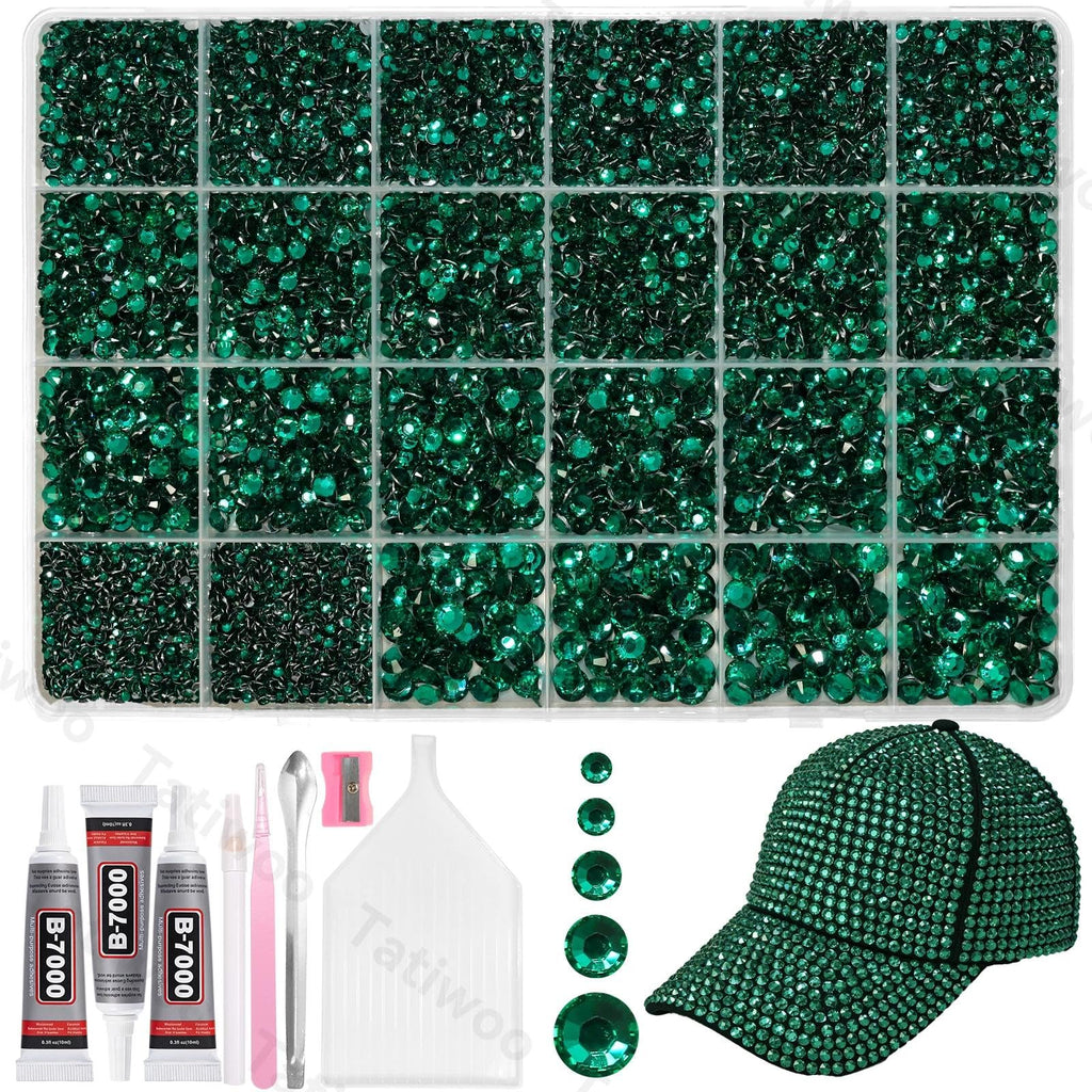 Tatiwoo Emerald Green 20000Pcs Flatback Jelly Rhinestones – Mixed Sizes for Crafting, DIY Decor, Tumblers