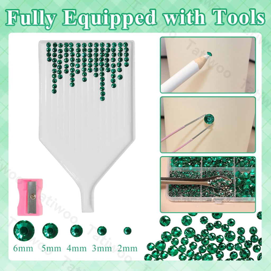 Tatiwoo Emerald Green 20000Pcs Flatback Jelly Rhinestones – Mixed Sizes for Crafting, DIY Decor, Tumblers