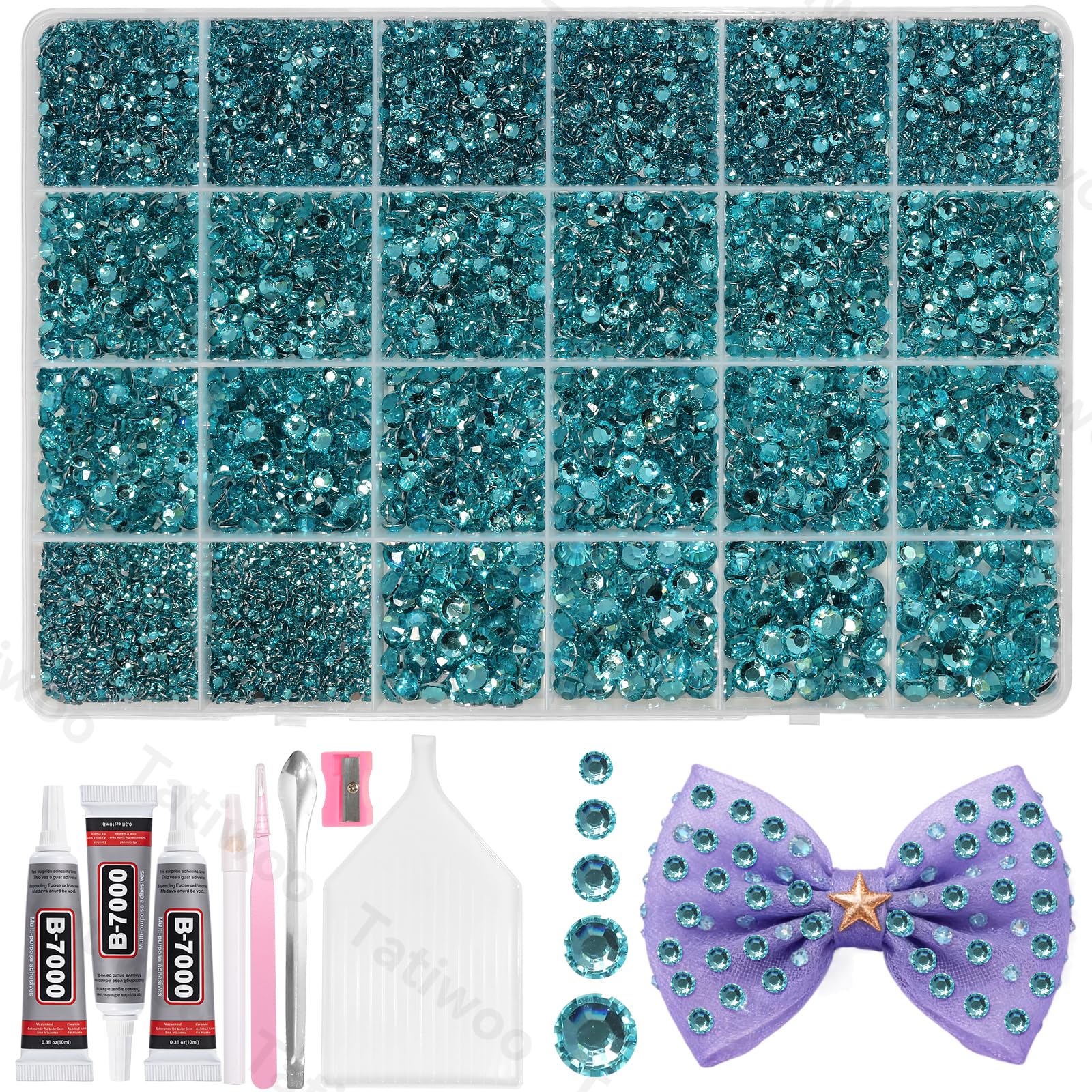 Tatiwoo 20000Pcs Lake Blue Flatback Jelly Resin Rhinestones – Mixed Sizes for DIY Crafting