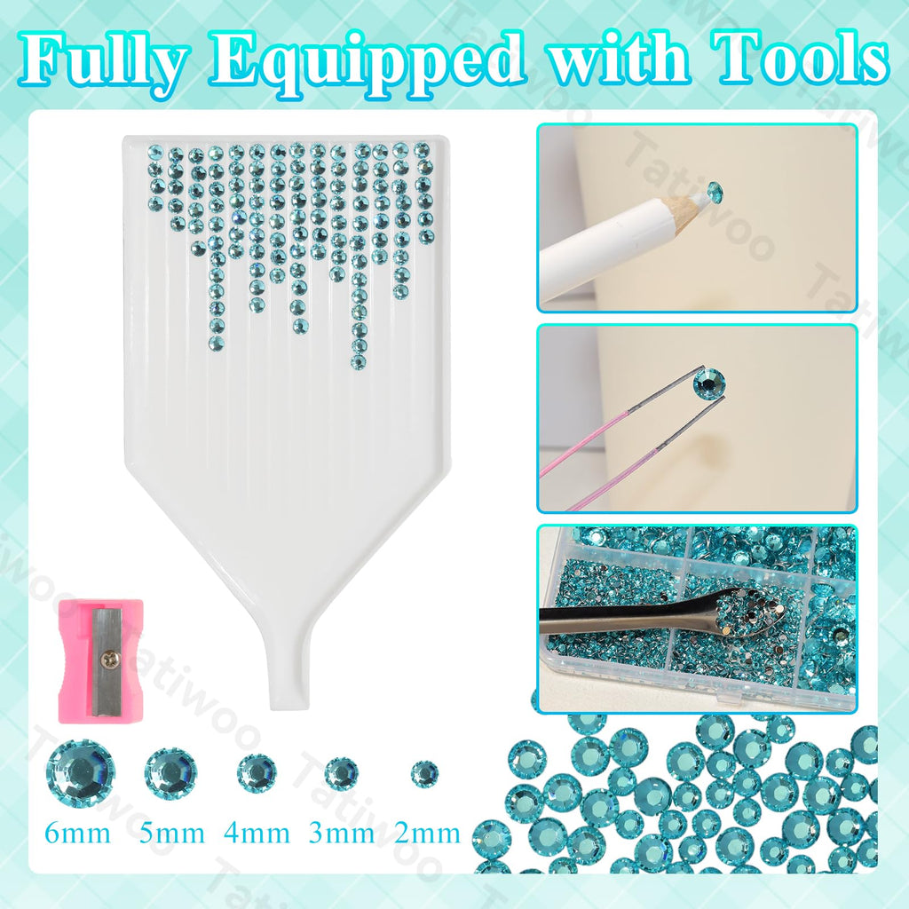 Tatiwoo 20000Pcs Lake Blue Flatback Jelly Resin Rhinestones – Mixed Sizes for DIY Crafting