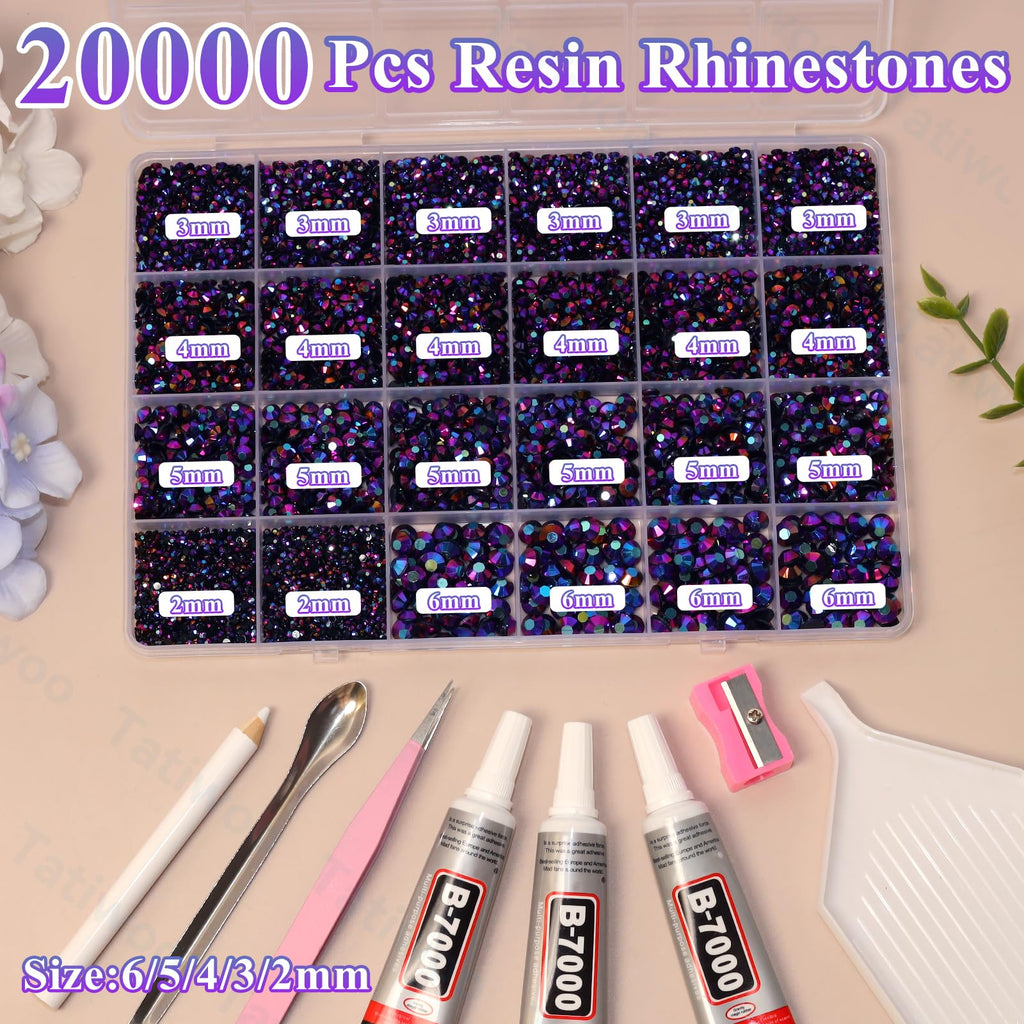 Tatiwoo Iris Purple Flatback Jelly Rhinestones – 20000 Pcs in Mixed Sizes