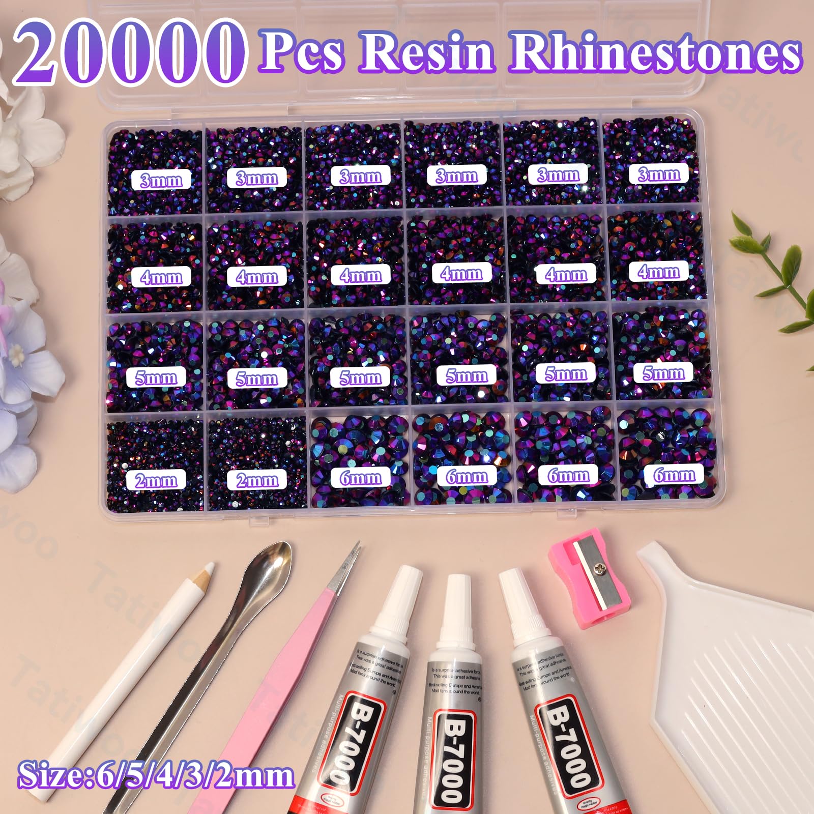 Tatiwoo Iris Purple Flatback Jelly Rhinestones – 20000 Pcs in Mixed Sizes