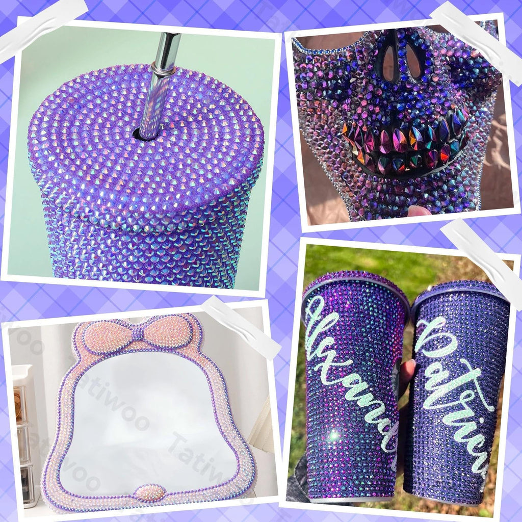 Tatiwoo 20000P Purple AB Flatback Rhinestones Kit – All-in-One Bedazzling Set