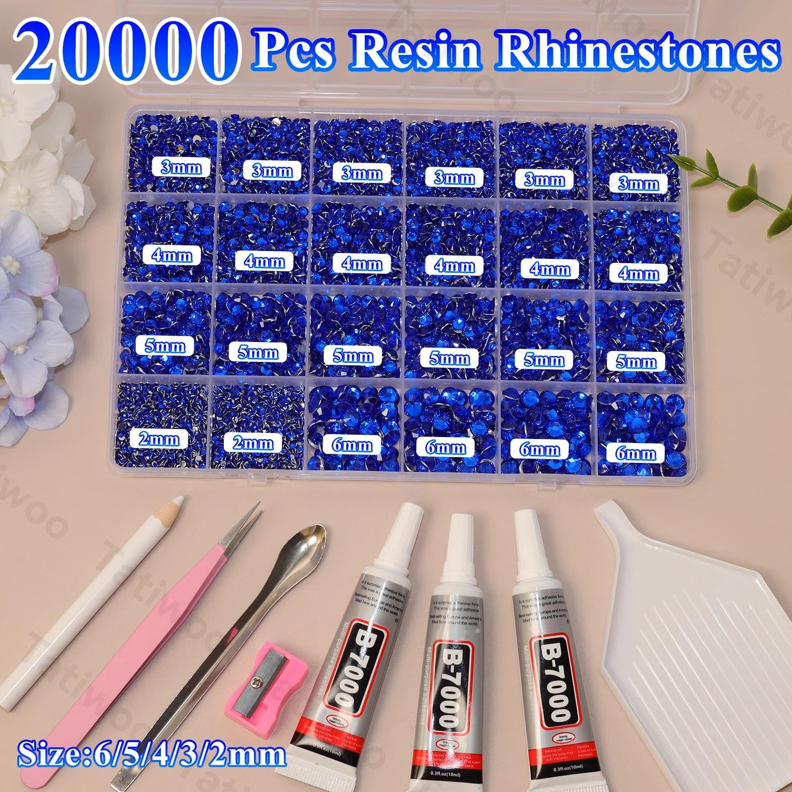 Tatiwoo 20000Pcs Navy Blue Flatback Jelly Rhinestones – Mix Sizes for DIY Crafting