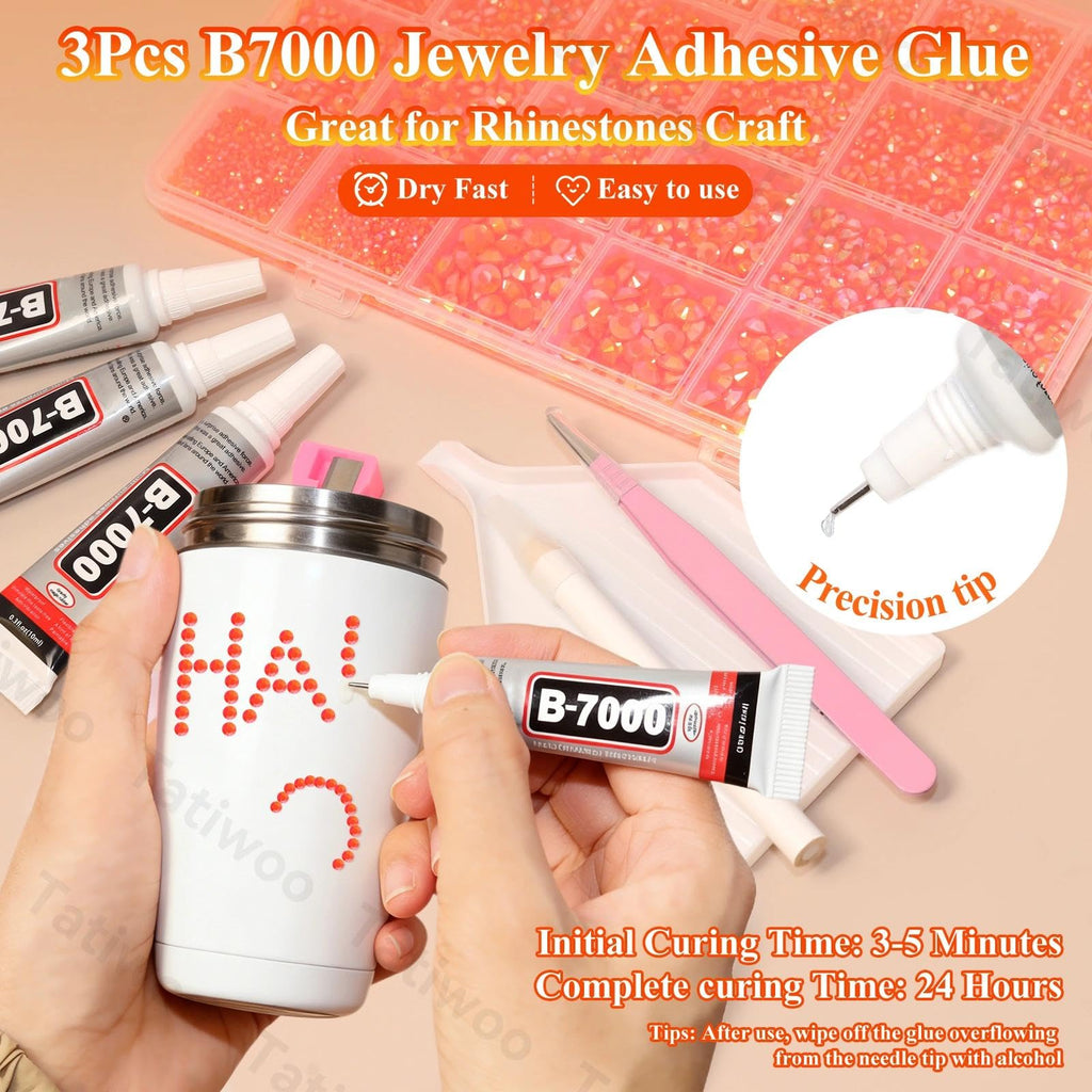 Tatiwoo 20000Pcs Orange Flatback Jelly Rhinestones – Mixed Sizes 2–6mm for DIY Crafts