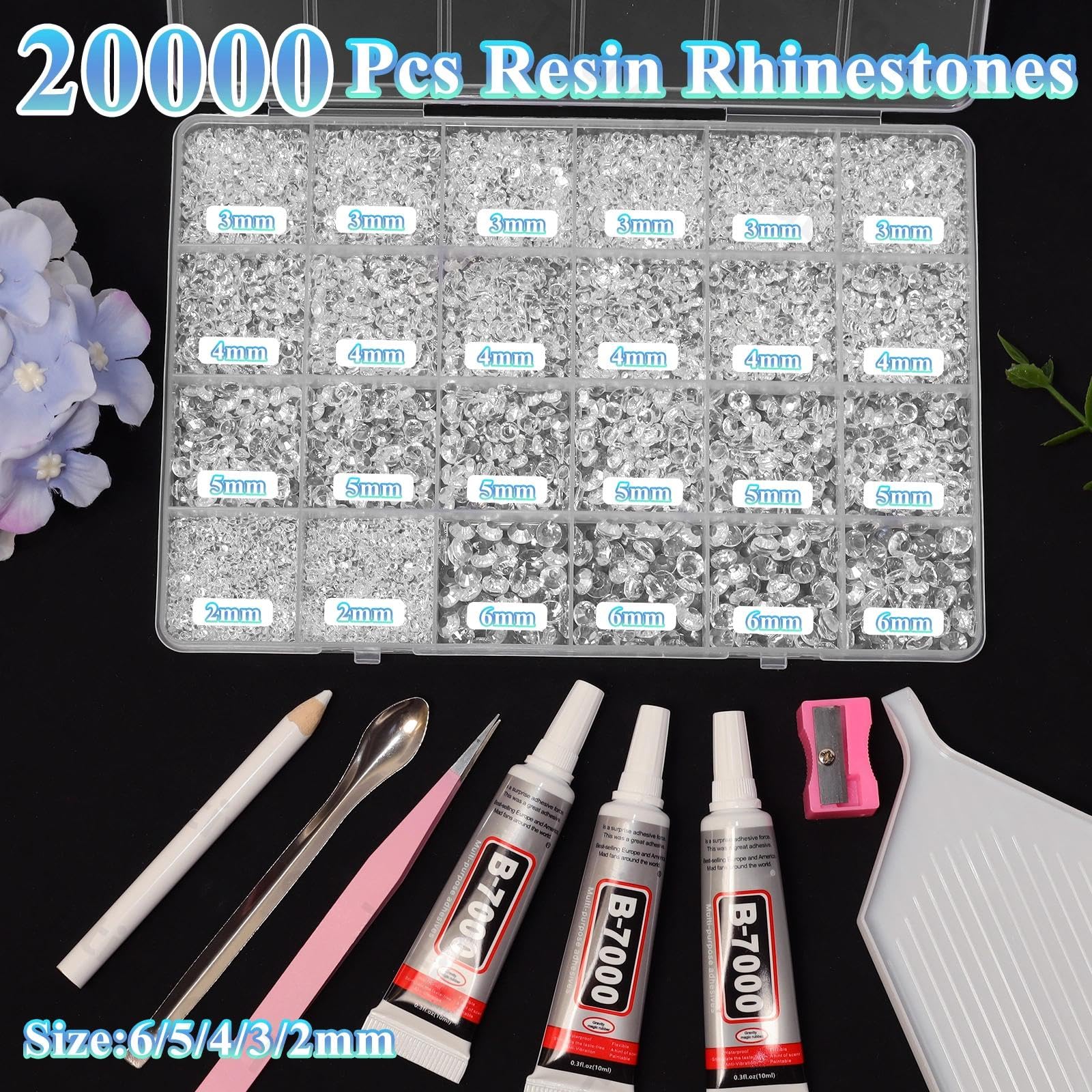 Tatiwoo 20000Pcs Clear Crystal Flatback Jelly Rhinestones – Mixed Sizes for DIY Crafts