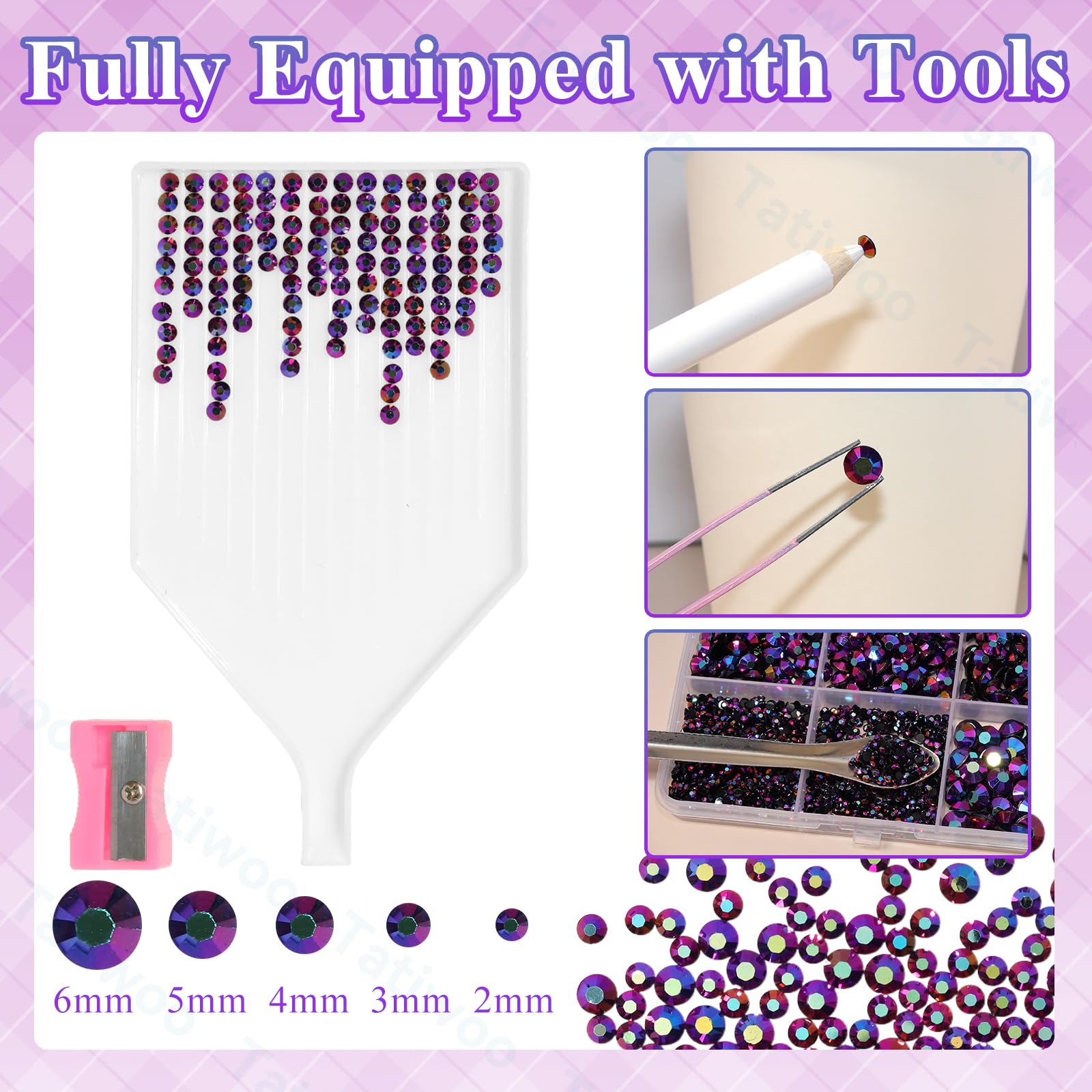 Tatiwoo Iris Purple Flatback Jelly Rhinestones – 20000 Pcs in Mixed Sizes