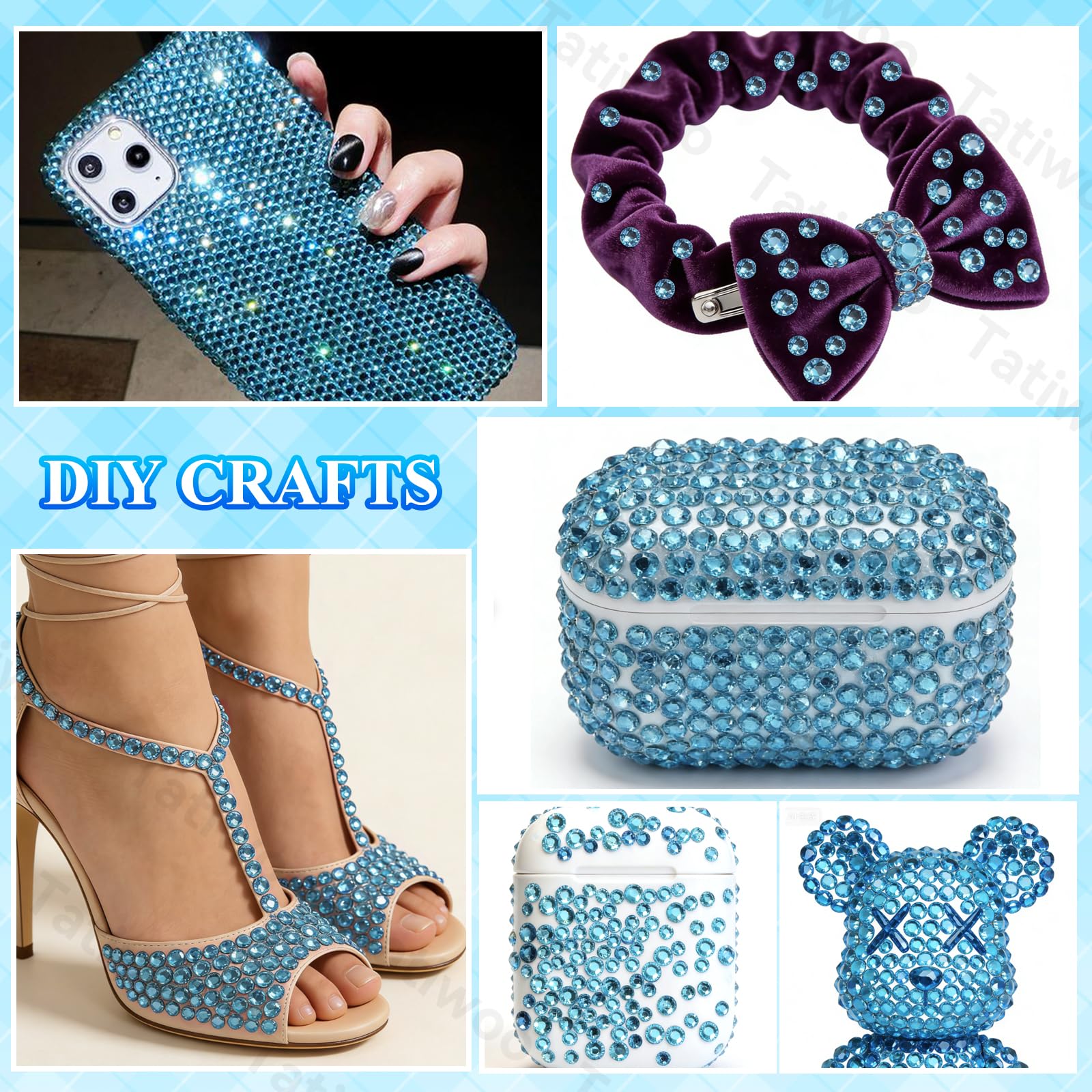 Tatiwoo 20000Pcs Peacock Blue Flatback Resin Rhinestones Kit with Tools – DIY Bedazzling