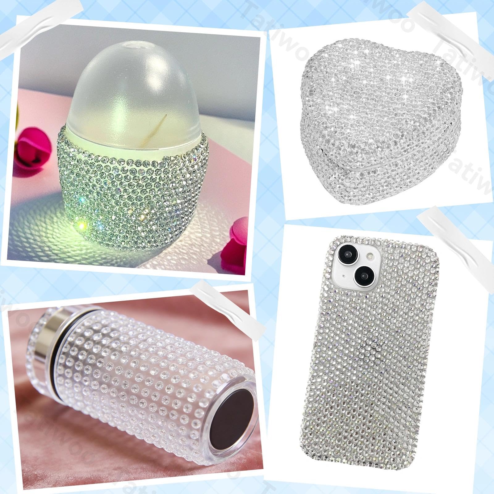 Tatiwoo 20000Pcs Clear Crystal Flatback Jelly Rhinestones – Mixed Sizes for DIY Crafts