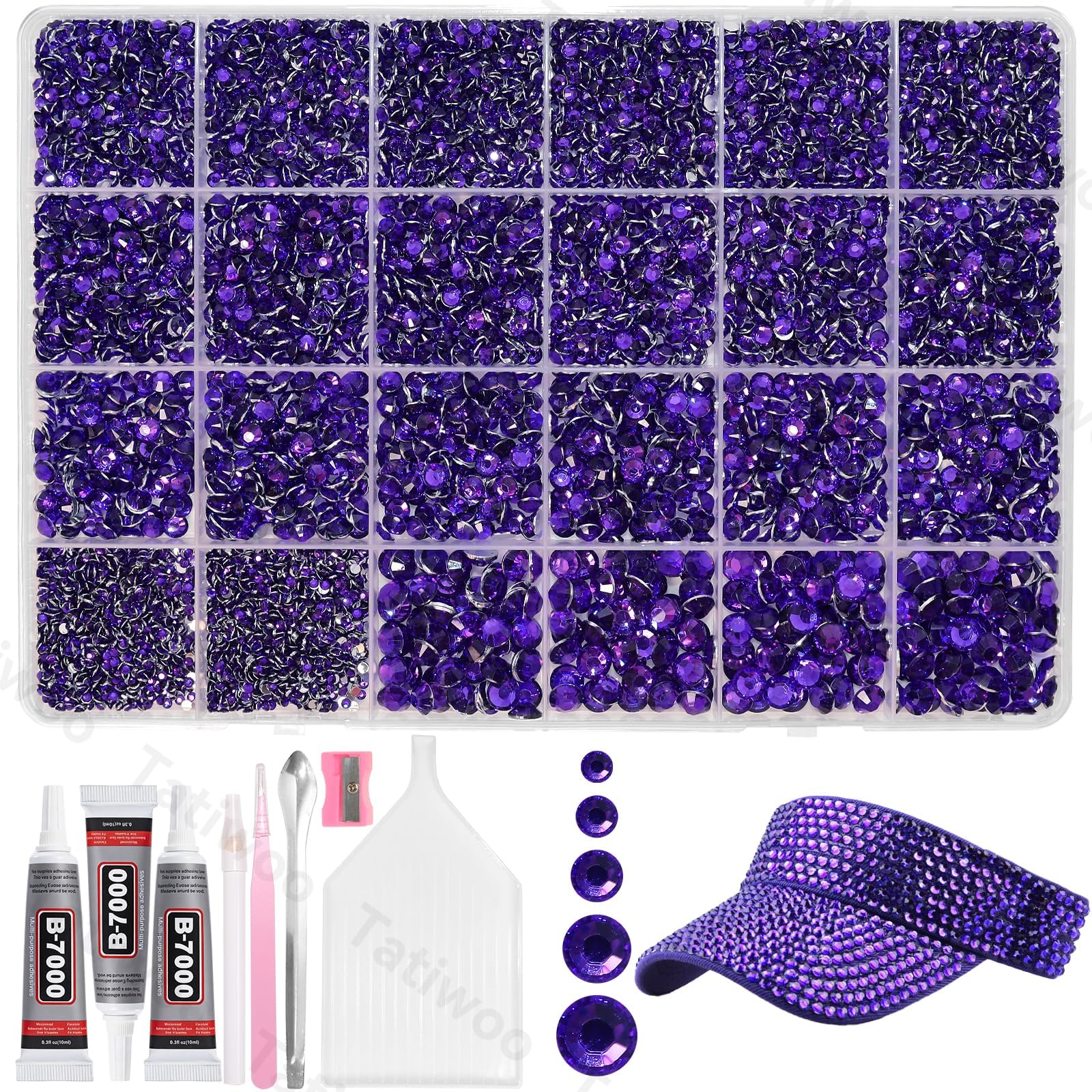Tatiwoo 20000Pcs Roland Purple Flatback Jelly Resin Rhinestones – Mixed Sizes for Crafts & DIY
