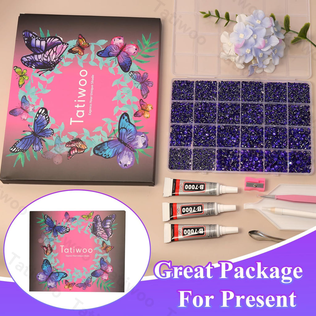 Tatiwoo 20000Pcs Roland Purple Flatback Jelly Resin Rhinestones – Mixed Sizes for Crafts & DIY
