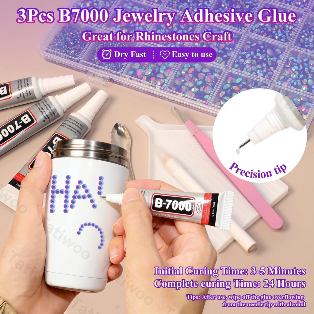 Tatiwoo 20000P Purple AB Flatback Rhinestones Kit – All-in-One Bedazzling Set