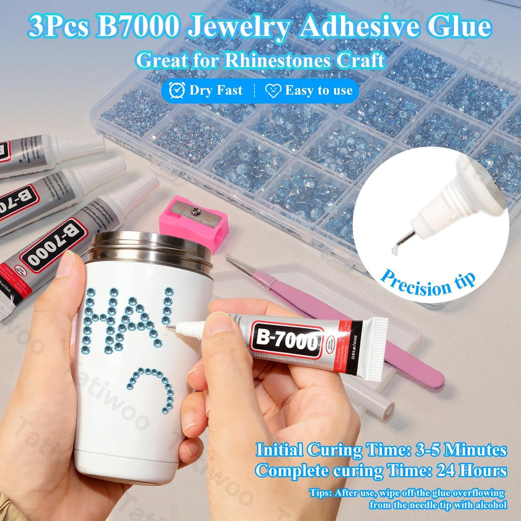Tatiwoo 20000Pcs Light Blue Flatback Rhinestones Kit – Mixed Sizes for Crafting & DIY
