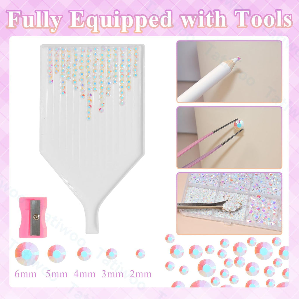 Tatiwoo 20000Pcs White AB Flatback Jelly Resin Rhinestones – Mix Sizes for DIY Crafting