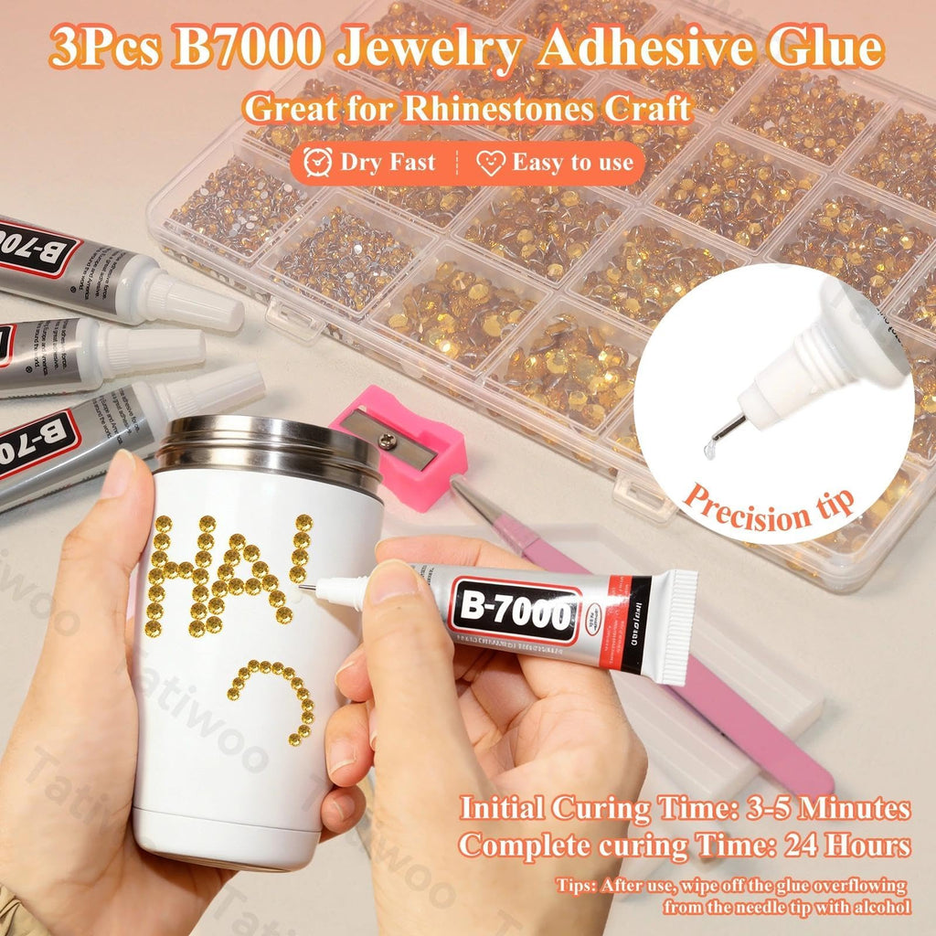 Tatiwoo 20000Pcs Yellow Gold Flatback Resin Rhinestones – Mixed Sizes for DIY Crafts