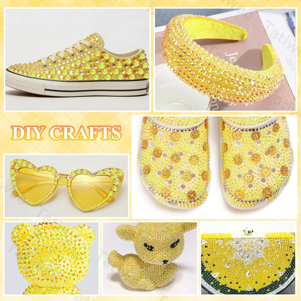 Tatiwoo 20000Pcs Yellow Flatback Jelly Resin Rhinestones – Mixed Sizes for Crafting & DIY Projects