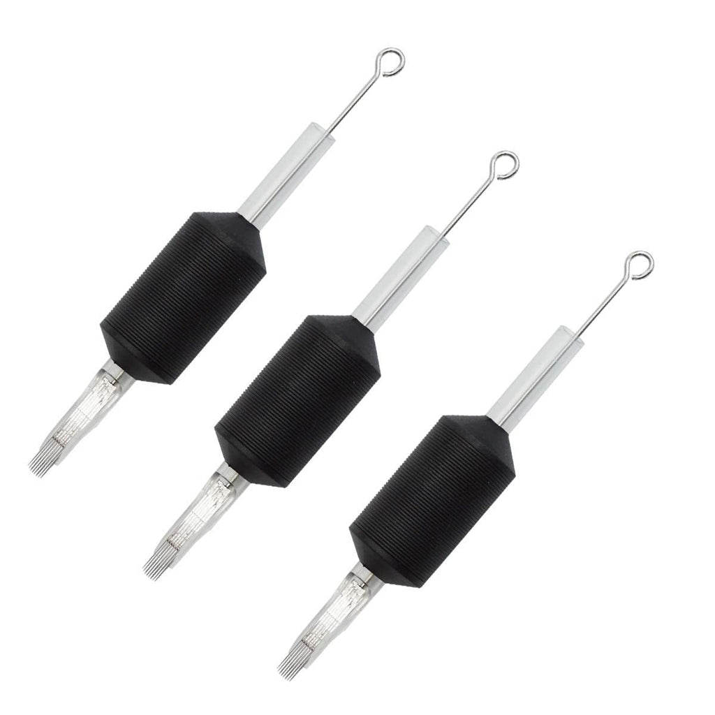 Tatmax International 20Pcs 1 Inch Tattoo Needles & Tubes – 5RM to 15RM (11 Round Magnum) – Sterilized, Disposable Grip
