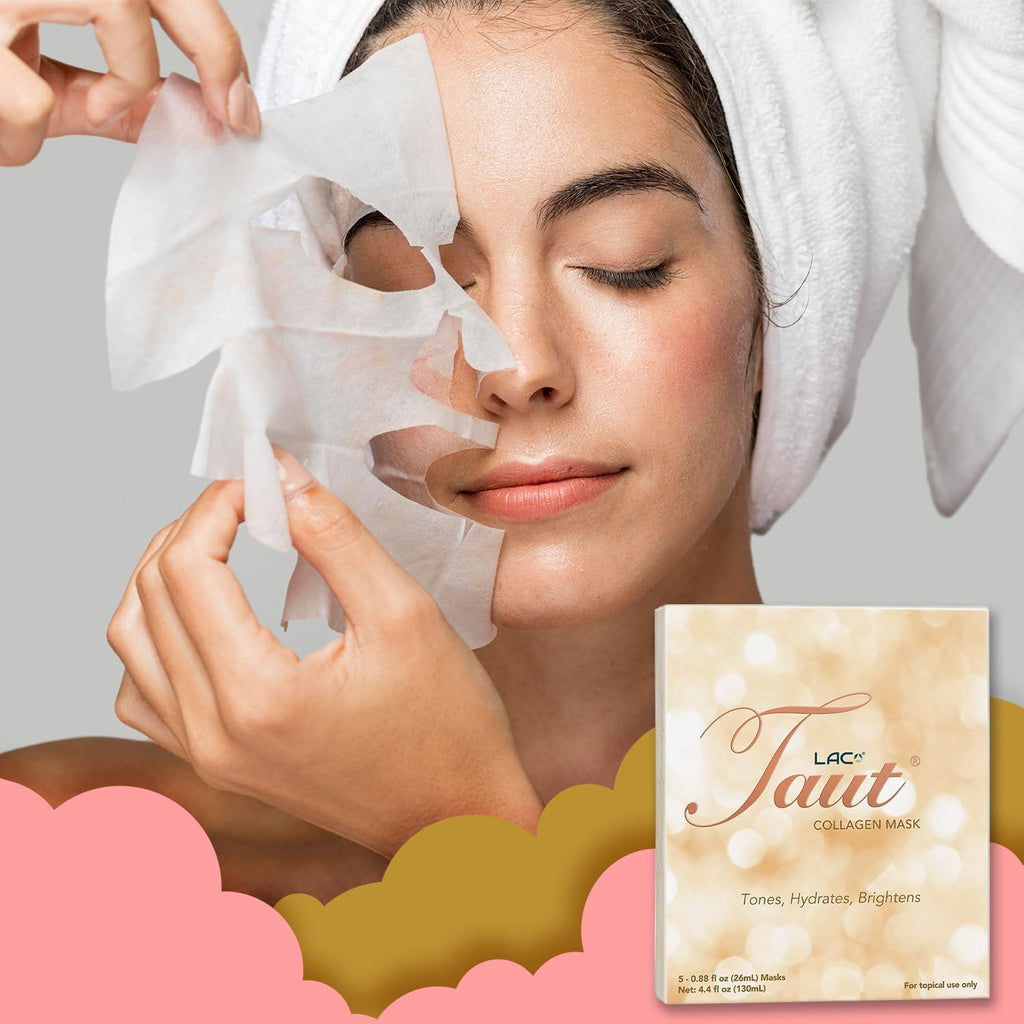 TAUT Collagen Face Mask – 5 Sheet Pack with Hyaluronic Acid, Marine Collagen & Vitamin C