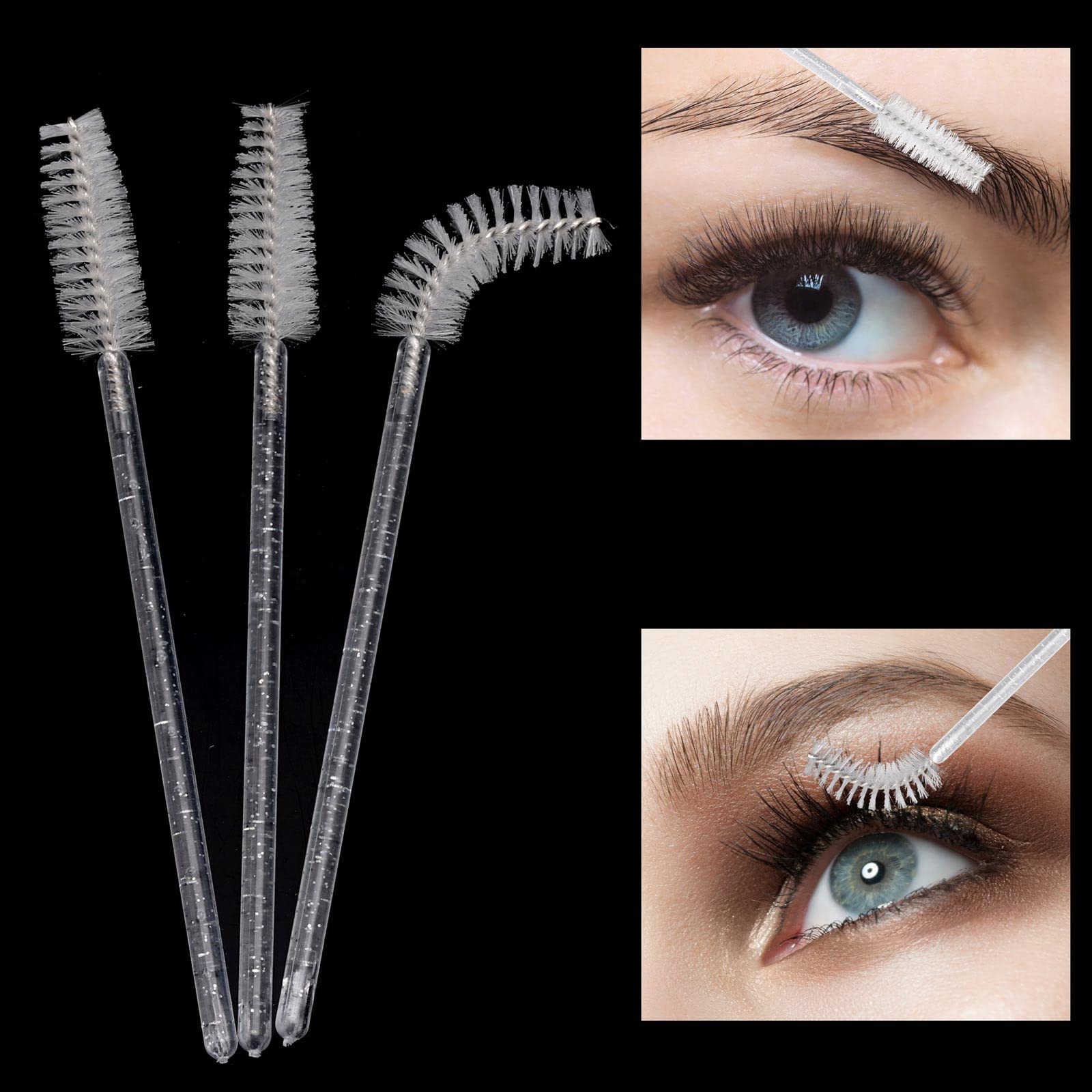Tbestmax 300 Pcs Disposable Mascara Wands – Crystal Spoolies for Lash Extensions (White) Pack of 2